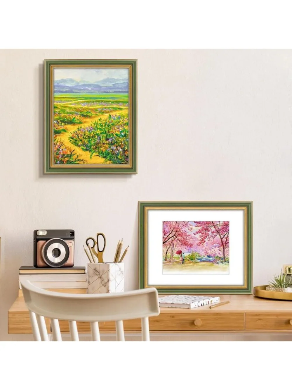 Ornate 11x14 Picture Frame for 8x10 Photos, Real Glass Wall Display, Green Gold